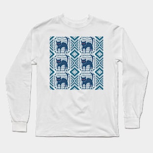 Cats On Kaleidoscope Blue Long Sleeve T-Shirt